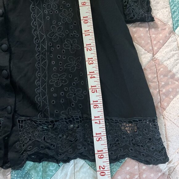 Y2K Yaya Blouse Womens XL Black Boho Witchy Lace Whimsigoth 90s Vintage - Picture 5 of 7